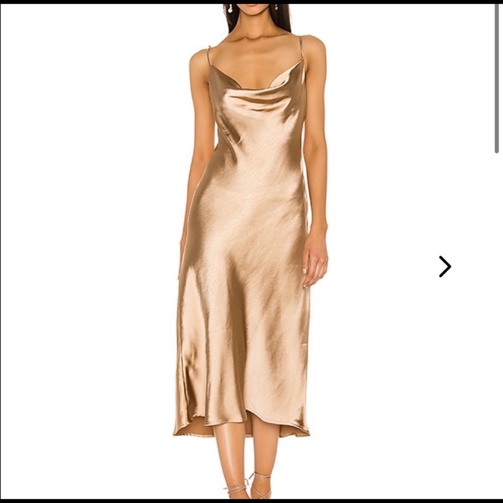 Lover and Friends gold midi dress never worn!